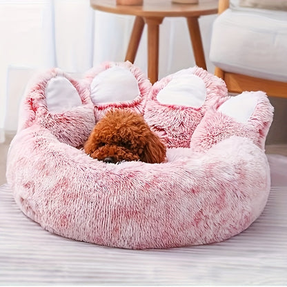 Bear Paw Plush Pet Bed for Dogs & Cats Soft Warm Cartoon Snuggle Bed Padded Sofa Cushion 6 Colors Gray Pink Coffee M L XL XXL XXXL Winter Cozy Dog Bed Cat Bed
