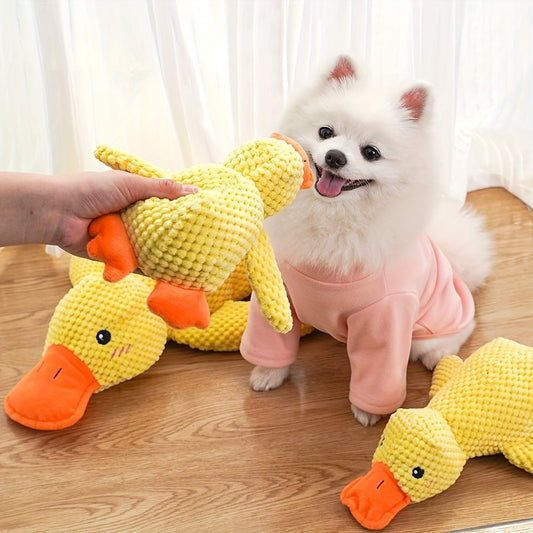 Heavy Duty Plush Duck Dog Chew Toy with Squeaker - Durable Chew-Proof Interactive Toy for Puppies & Adult Dogs, Safe for Aggressive Chewers, Teeth Cleaning, No Batteries Needed
