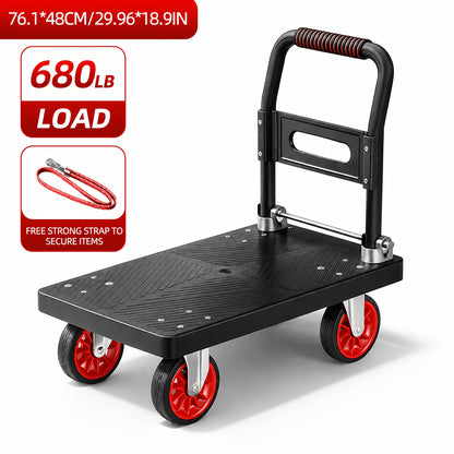Heavy Duty Folding Platform Cart & Hand Truck with Strap - 190lb to 900lb Capacity Options, Silent Warehouse & Industrial Models for Moving, Warehouse, Garden & Holiday Use