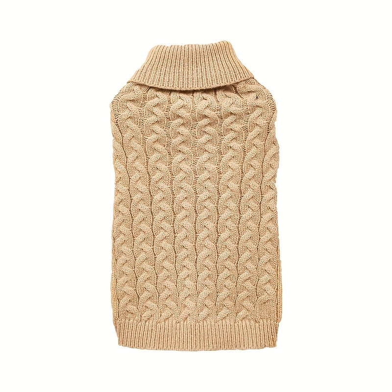 Casual Twist Knit Dog Sweater - Elastic Solid Color Two-Leg Comfortable Pullover for Small Dogs, Teddy & Bichon Dog Clothes, 8 Colors & 5 Sizes XS-XL (White/Burgundy/Grey/Blue/Pink & More)