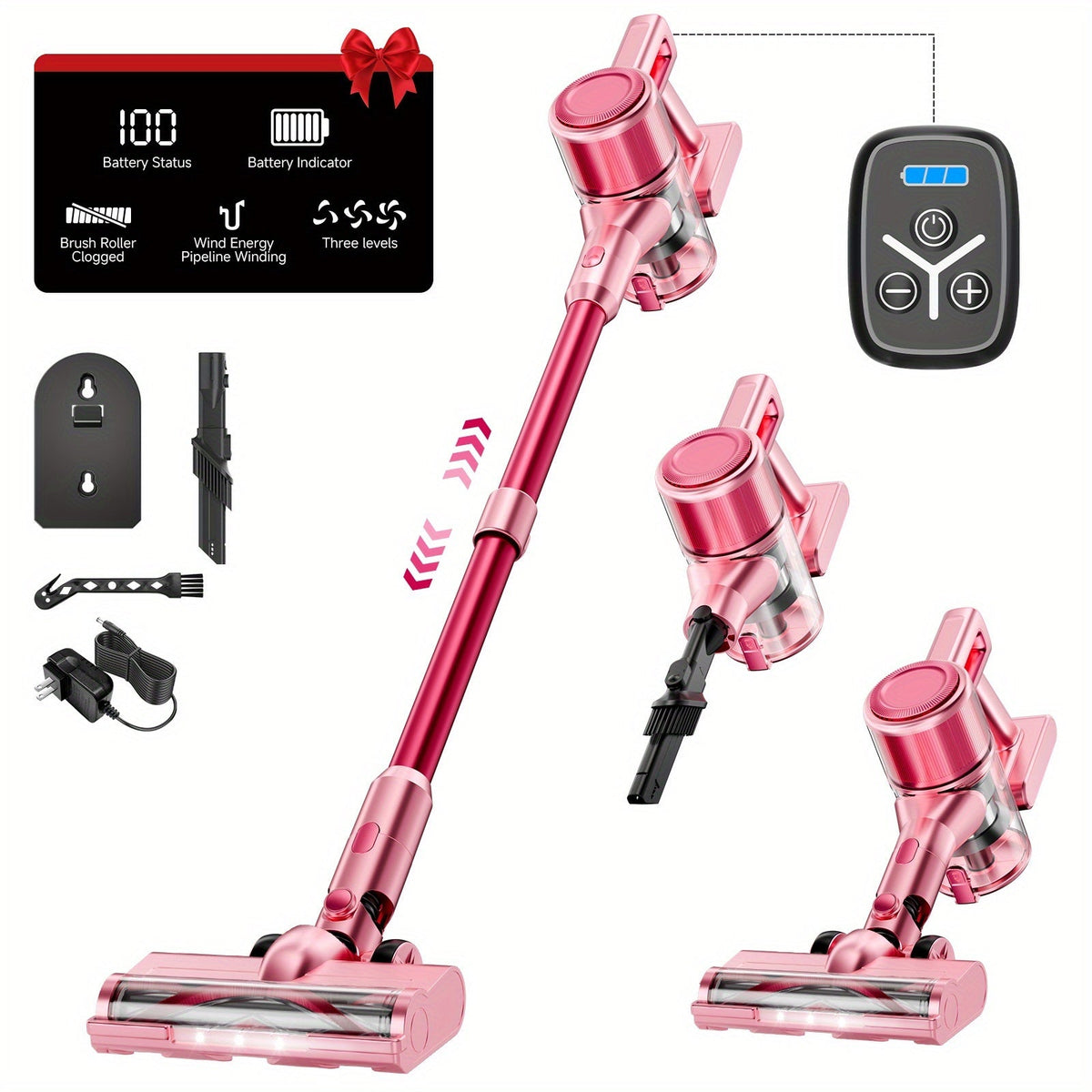 55KPa Cordless Stick Vacuum Cleaner 8-in-1 – Lightweight Powerful Handheld Vacuum with LED Light for Hardwood Carpet Floor Pet Hair Home Car