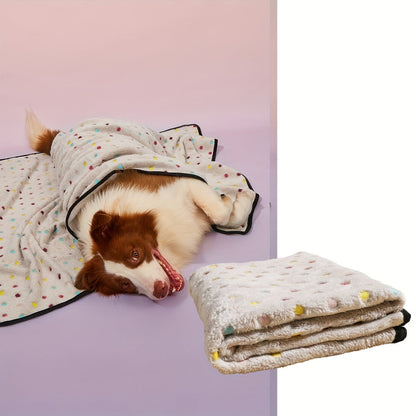 Ultra-Soft Pet Blanket for Dogs and Cats - Warm Cozy Polka Dot Pattern Fleece Blanket with Black Border for Puppy Kitten Small Medium Large Pets, 3 Colors & 3 Sizes S M L