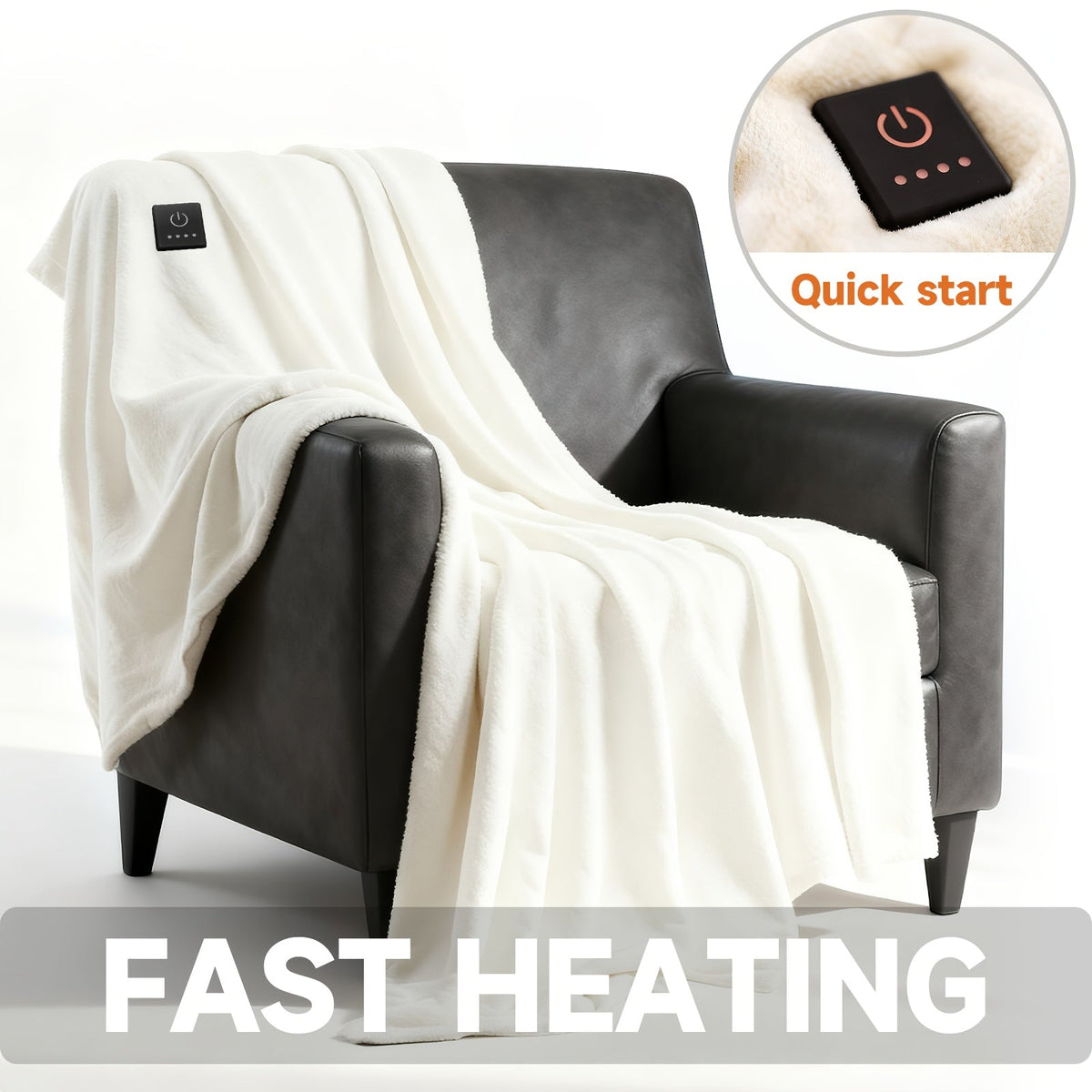 Electric Heated Blanket with Dual Control - 10 Heat Levels, 10-Hour Auto-Off, Overheat Protection, Soft Flannel, Fast Heating, Machine Washable - 4 Sizes & 4 Colors
