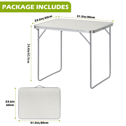 Foldable Portable Table - Lightweight Folding Table for Yard, Camping, Picnic & Family Gatherings - White