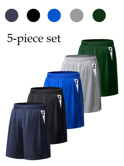 5 Pack Men's Quick Dry Mesh Shorts - Micro Stretch Elastic Waistband Drawstring Athletic Gym Running Workout Shorts, Breathable Casual Sport Bottoms for Men, Sizes S-XXXL Multiple Colors