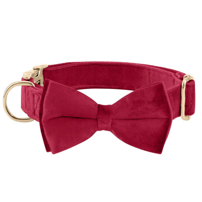 Dog Bowtie Collar Velvet Adjustable with Metal Buckle - Cute Puppy Bow Tie Collar S-XL for Small Medium Large Dogs, 12 Colors, Durable Elegant Dog Gift