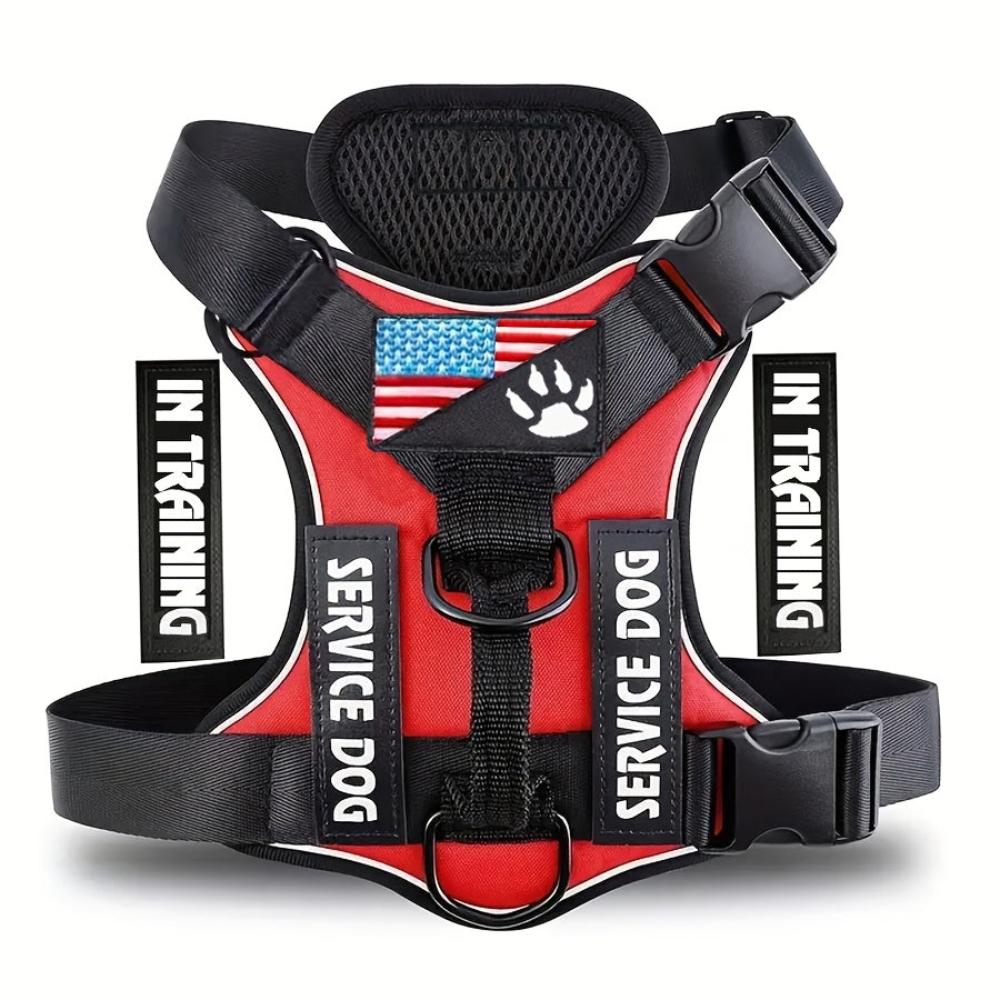Reflective Dog Harness Vest with 5 Customizable Patches Adjustable Soft Oxford No-Pull Pet Harness with Mesh Lining Easy Control for Small Medium Large Dogs – Escape-Proof Dog Walking Vest Harness