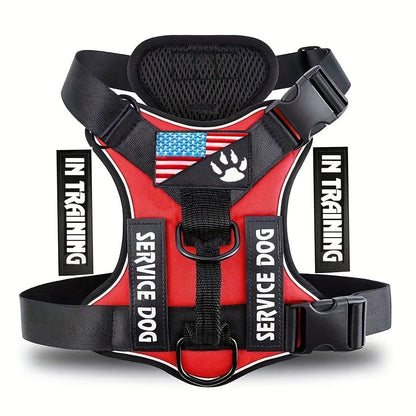 Reflective Dog Harness Vest with 5 Customizable Patches Adjustable Soft Oxford No-Pull Pet Harness with Mesh Lining Easy Control for Small Medium Large Dogs – Escape-Proof Dog Walking Vest Harness