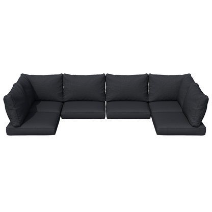 9 or 14 Piece Outdoor Replacement Cushions for L-Shaped Sectional Sofa Deep Seat Water-Repellent High-Resilience Foam Patio Furniture Cushion Set 4 6 Seat Wicker Couch