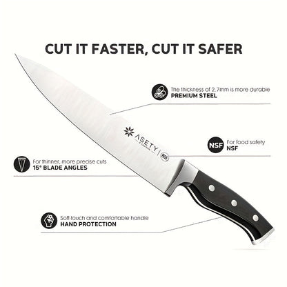 15-Piece Kitchen Knife Set with Built-In Sharpener Block – German Stainless Steel NSF Food Safe Rust-Resistant & Dishwasher Safe for Home Cooking
