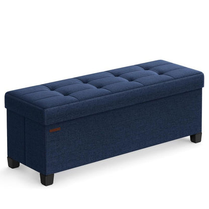 Foldable Storage Ottoman Bench 43" – Upholstered Collapsible Foot Rest & Seat for Living Room Bedroom in 6 Colors
