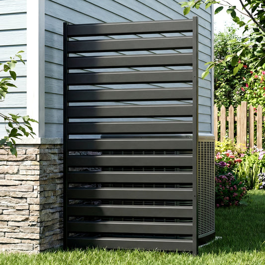 No-Dig Metal Privacy Screen Fence, 38"W x 60"/72"H, Outdoor Patio Air Conditioner Shield, for Pool Equipment, Trash Can Enclosure & Courtyard