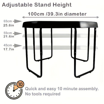 Adjustable Height Iron Play Stand for Tuff Tray – Fits 27.56" & 39.37" Sand Water Sensory Trays – Sturdy Black 3-Leg Frame, Portable Outdoor Sensory Play Table Stand for Kids Toddlers Classroom Home