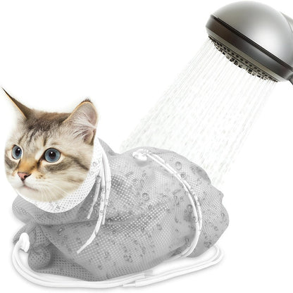 Adjustable Cat Grooming Restraint Bag with Breathable Mesh - Multi-Functional Cat Shower Bag for Bathing, Nail Trimming, Ear Cleaning, Injections & Vet Visits, Durable Cat Bathing Bag for Kittens & Cats