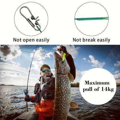 100 Piece Stainless Steel Fishing Line Leaders with Swivels & Snaps – Anti-Bite Wire Trace Leaders, 10–44LB Pull Strength for Saltwater & Freshwater Fishing