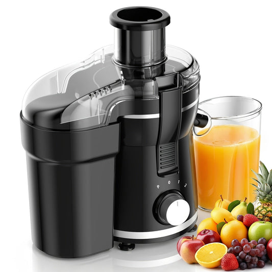 500W Centrifugal Juicer Machine - 3" Feed Chute, Dual Speed, 304 Stainless Steel, Dishwasher-Safe Detachable Parts, High Juice Yield - Fruits & Vegetables - Grey & Black