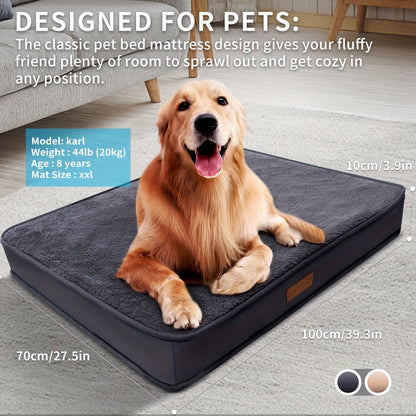 Orthopedic Memory Foam Dog Bed for Medium Dogs – Thickened Pet Mattress with Non-Slip Moisture-Proof Bottom, Removable Washable Zipper Cover, Joint Support Dog Bed for Indoor Use