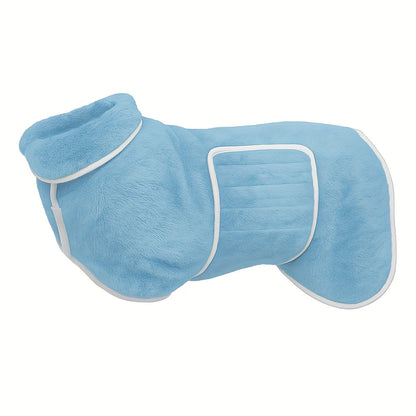 Quick-Dry Super Absorbent Dog Bathrobe Towel Coat for Dogs & Cats – Soft Adjustable Collar & Belly Strap, Fast-Drying Post-Bath Robe, Warm Winter Drying Coat for Small, Medium & Large Pets