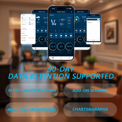 7-in-1 WiFi Weather Station with Color LED Display, Indoor & Outdoor, Rain Gauge, Anemometer, Wind Vane, UV Index, Temperature, Humidity, Weather Forecast, Clock & Alarm