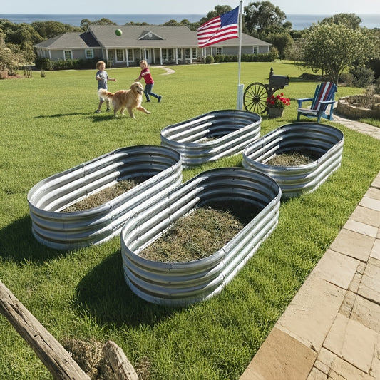 Galvanized Raised Garden Bed - 4×2×0.9 Ft, Easy Assembly - Outdoor Planter Box - 2, 3 & 4 Pack - Black & Silver