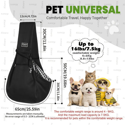 Pet Sling Carrier Bag for Cats & Dogs up to 14 lbs - Small Dog Cat Crossbody Shoulder Bag with Zipper Pocket - Hands-Free Outdoor Travel Pet Carrier Sling for Cats Dogs - Halloween Christmas Pet Gift