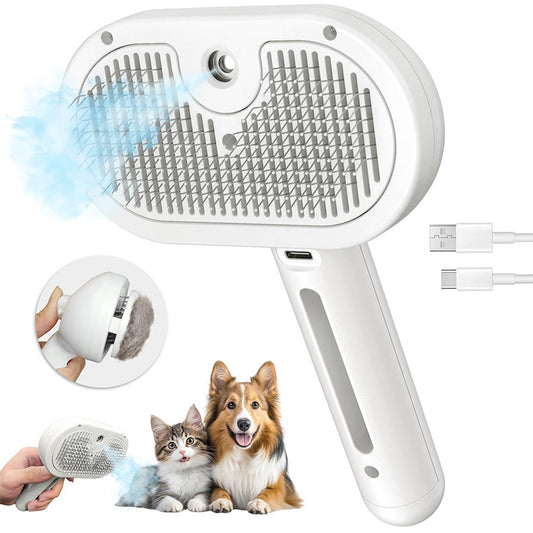 3-in-1 Pet Self-Cleaning Spray Comb - One-Button Mist Humidification & Hair Removal, Anti-Static Deshedding Brush for Dogs & Cats, Reduces Floating Hair & Shedding, 5 Colors