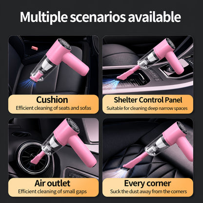 Cordless Car Vacuum Cleaner 7KPa Strong Suction – 80dB Quiet, 3 Nozzles, USB Rechargeable Handheld Portable Auto Vacuum for Car Interior Home Pet Hair, Gift for Women Drivers