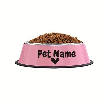 Personalized Stainless Steel Dog & Cat Bowl - Custom Engraved Pet Name Bowl with Paw Print Heart Crown Design, Anti-Tip Non-Slip, 200ml/400ml/1000ml, Food & Water Dish Gift