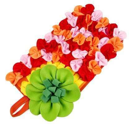 Interactive Snuffle Mat for Small Pets, Rabbit & Hamster Foraging Pad with Flower Design & Non-Slip Base, Mental Stimulation Feeding Toy for Guinea Pigs, Hedgehogs & Small Animals, Enrichment Activity Mat
