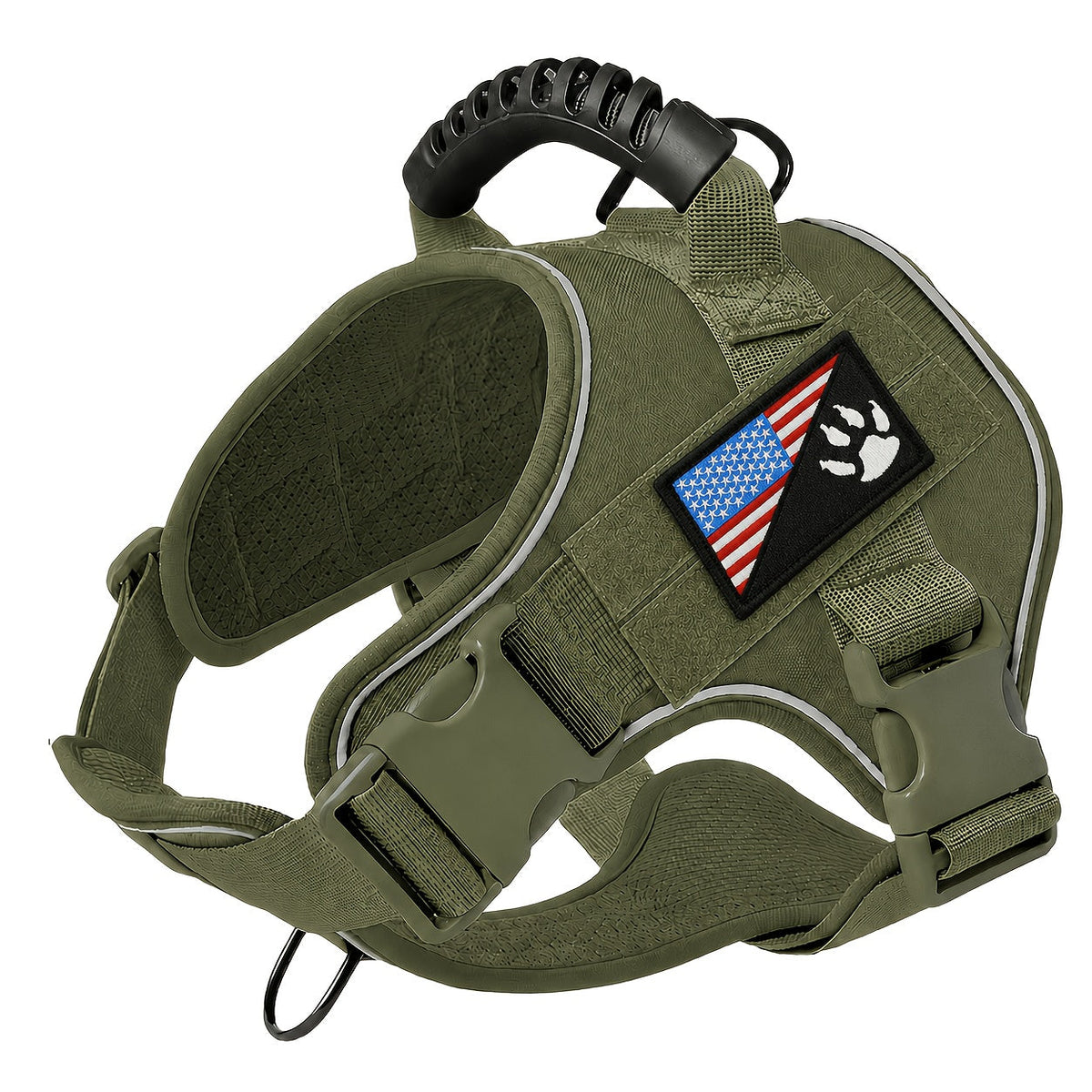 Tactical Dog Harness with Hook-and-Loop Flag Patch – Military Style No-Pull Adjustable Pet Vest for Small Medium Large Dogs, Camouflage & Khaki Outdoor Working Dog Harness, Sizes S M L XL