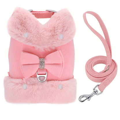Small Dog Harness and Leash Set Soft Warm Winter Vest Harness for Small Dogs Cats Chihuahua Yorkie – Padded No-Pull Puppy Harness with Quick Release Buckle Dog Clothes Vest for Outdoor Walking