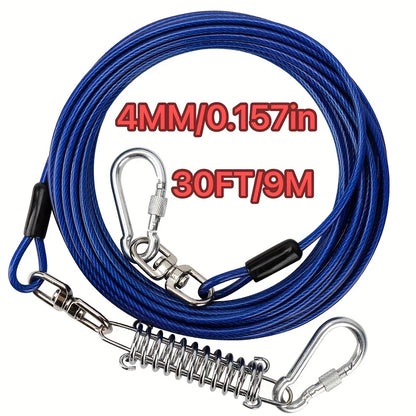 Heavy Duty Dog Leash 6 10 15 30 50 75 100 Feet Long Training Tie Out Cable for Large Dogs Up to 500 lbs Durable Bite-Resistant Yard Running Rope Lead