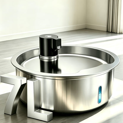 Automatic Pet Water Fountain - 1.85-Gallon Stainless Steel, USB-Powered, for Cats & Dogs & Multi-Pet Households - Includes Filter Cartridges - Silvery