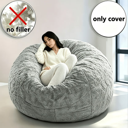 Large Round Bean Bag Bed Cover - Machine Washable, Soft Lazy Sofa Cover for Adults, No Filler Included - Living Room, Dorm & Bedroom - Light Grey, Black, Blue & Brown