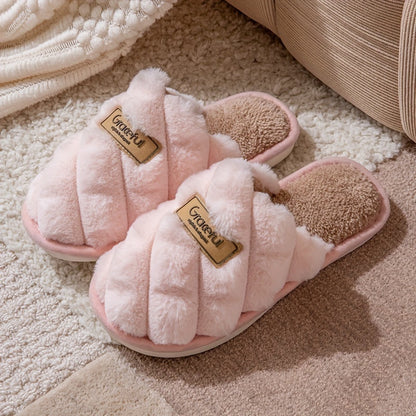 Pineapple Grain Contrast Color Plush Slippers - Unisex, Non-Slip, Warm & Cozy Slip-On Indoor Home Slippers for Autumn & Winter - US 4.5–14 - Ivory White, Pink Red, Light Grey, Royal Blue & Yellow