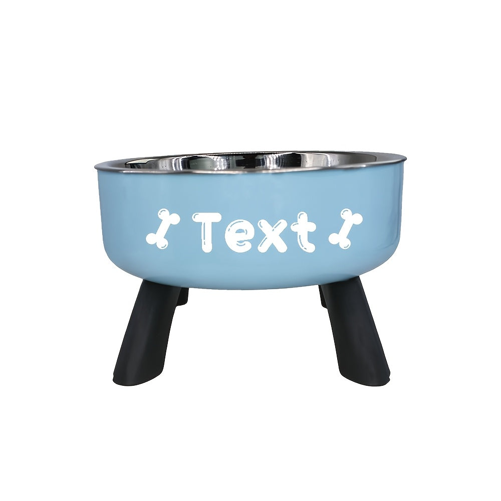 Personalized Stainless Steel Elevated Pet Bowl for Small Dogs – Anti-Slip Raised Feeder with Custom Name & Pattern, Neck Protection Design, Easy Clean Dog Food Water Dish
