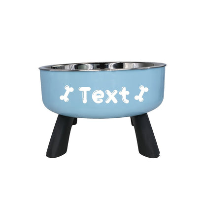 Personalized Stainless Steel Elevated Pet Bowl for Small Dogs – Anti-Slip Raised Feeder with Custom Name & Pattern, Neck Protection Design, Easy Clean Dog Food Water Dish