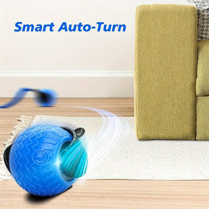 Interactive Cat Toy for Indoor Cats - Automatic Moving Ball with Feather Tail, 360° Self-Rolling Electric Toy Ball for Adult & Kitten, Two Speed Modes, Boredom Buster Pet Gift