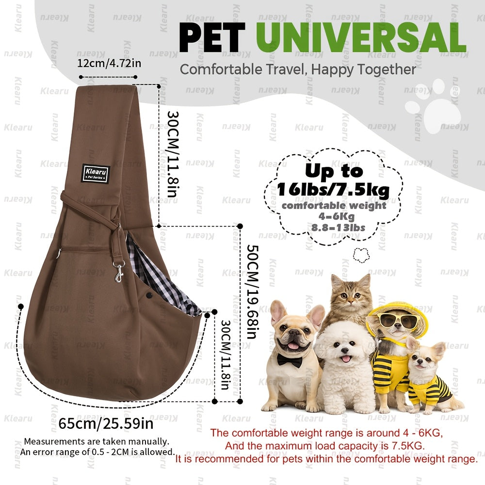 Pet Sling Carrier Bag for Cats & Dogs up to 14 lbs - Small Dog Cat Crossbody Shoulder Bag with Zipper Pocket - Hands-Free Outdoor Travel Pet Carrier Sling for Cats Dogs - Halloween Christmas Pet Gift