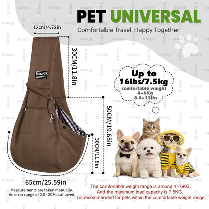 Pet Sling Carrier Bag for Cats & Dogs up to 14 lbs - Small Dog Cat Crossbody Shoulder Bag with Zipper Pocket - Hands-Free Outdoor Travel Pet Carrier Sling for Cats Dogs - Halloween Christmas Pet Gift