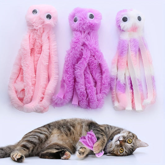 Cute Octopus Cat Toy – Bite-Resistant Plush Chew Toy for Cats & Kittens, Interactive Teeth Grinding Pet Toy for Indoor Play, Soft Stuffed Catnip-Style Toy