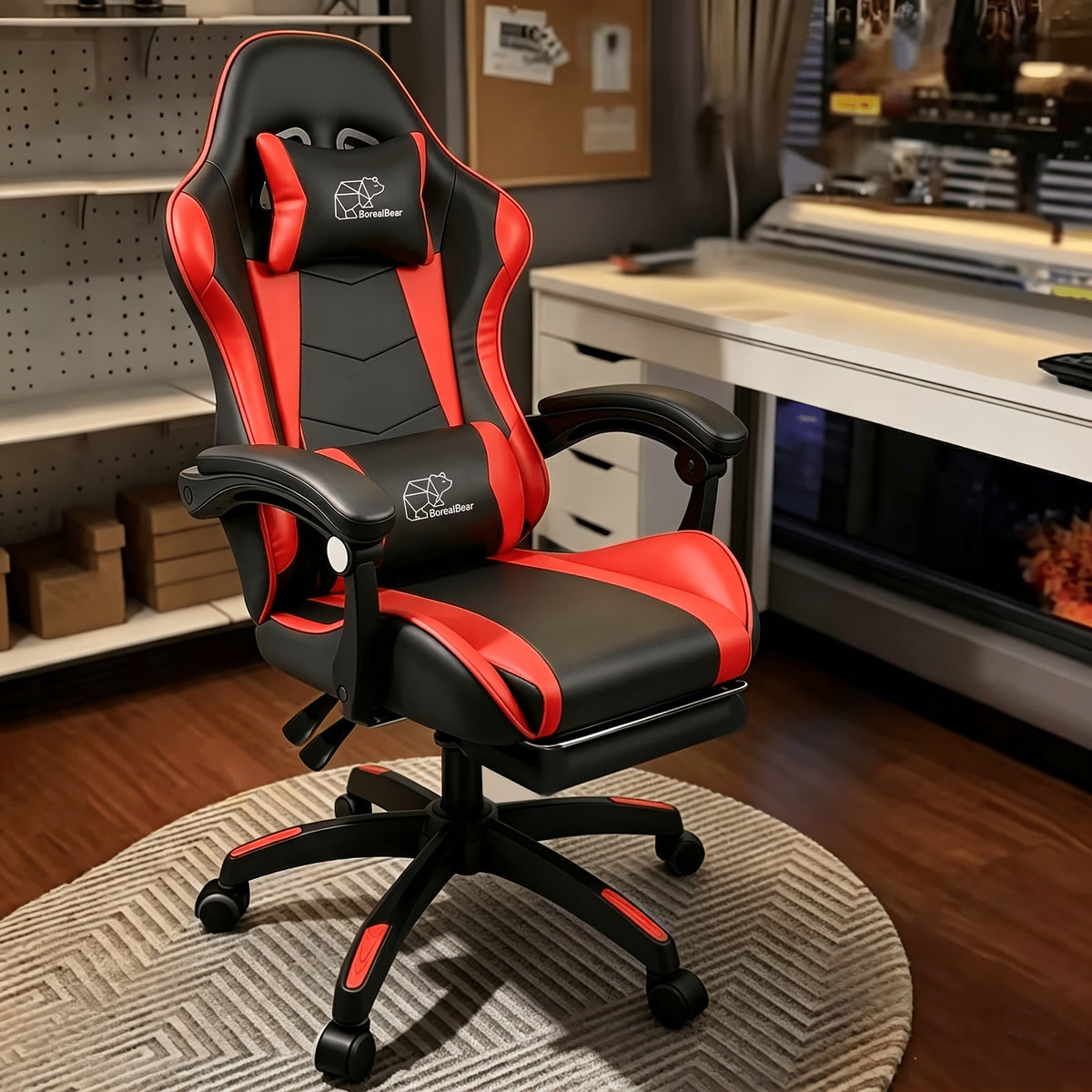 Premium Boss Gaming & Executive Office Chair – Heavy Duty Metal Frame, PU Leather, Reclining, Lumbar Support & Headrest, Long Hours Comfort, With or Without Footrest, Black & Red / White / Blue / All Black – Nova Mart