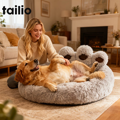Bear Paw Plush Pet Bed for Dogs & Cats Soft Warm Cartoon Snuggle Bed Padded Sofa Cushion 6 Colors Gray Pink Coffee M L XL XXL XXXL Winter Cozy Dog Bed Cat Bed