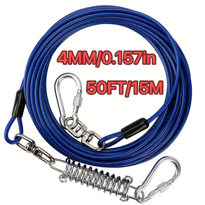 Heavy Duty Dog Leash 6 10 15 30 50 75 100 Feet Long Training Tie Out Cable for Large Dogs Up to 500 lbs Durable Bite-Resistant Yard Running Rope Lead