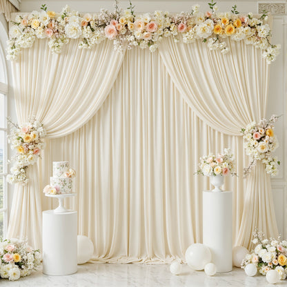 4-Pack 5×10 ft Polyester Spandex Backdrop Curtains with Pole Bags – Wrinkle-Resistant Photography Background for Wedding Birthday Banquet & Party in 15 Colors
