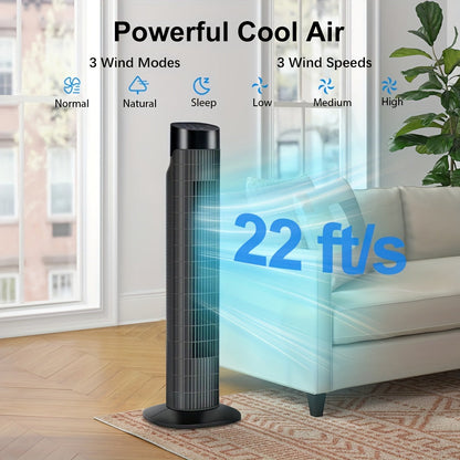 31" Quiet Tower Fan with Remote Control & 80° Oscillation - 3 Speeds, 7.5H Timer, Bladeless Standing Fan for Bedroom Living Room Office, Energy Efficient, Slim Design - 4 Colors