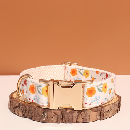 Personalized Dog Collar with ID Tag - Customizable Anti-Lost Pet Collar in 21 Styles, Adjustable XS to XL for Small Medium Large Dogs, Plaid Floral Dot Patterns, Engraved Contact Information