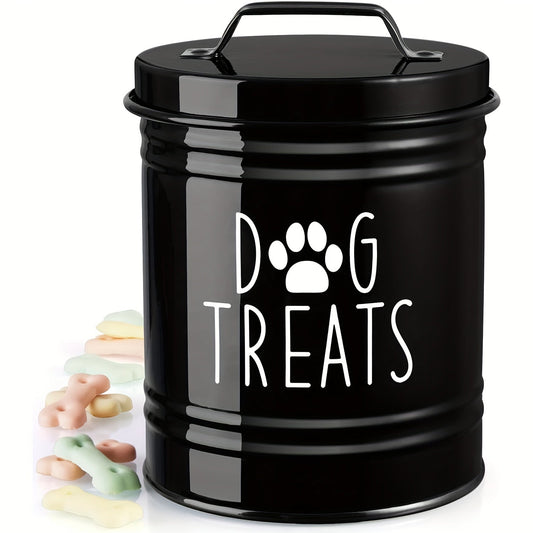 Pet Food Storage Container with Lid - Moisture-Proof Iron Dog Food Bucket Country Farmhouse Style Airtight Dry Food Keeper for Dogs Cats Black White Kitchen Pet Organizer Gift