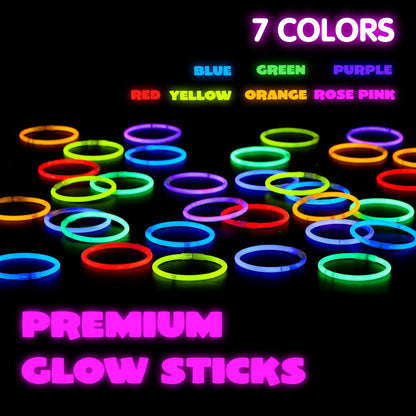 144 Pack Glow Sticks Bulk 8 Inch 10-14 Hour Glow 7 Vibrant Colors Bracelets Necklaces Glow in the Dark Party Supplies for Halloween Christmas New Years Eve Concert Festival Birthday Party Favors