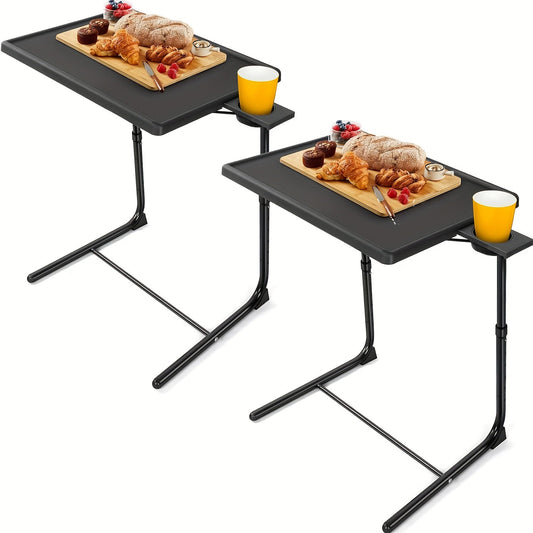 Adjustable Foldable TV Tray Table - 6 Height & 3 Tilt Angle Settings - Bed, Sofa & Restaurant Use - 1, 2 & 3 Pack - Black, White & Grey